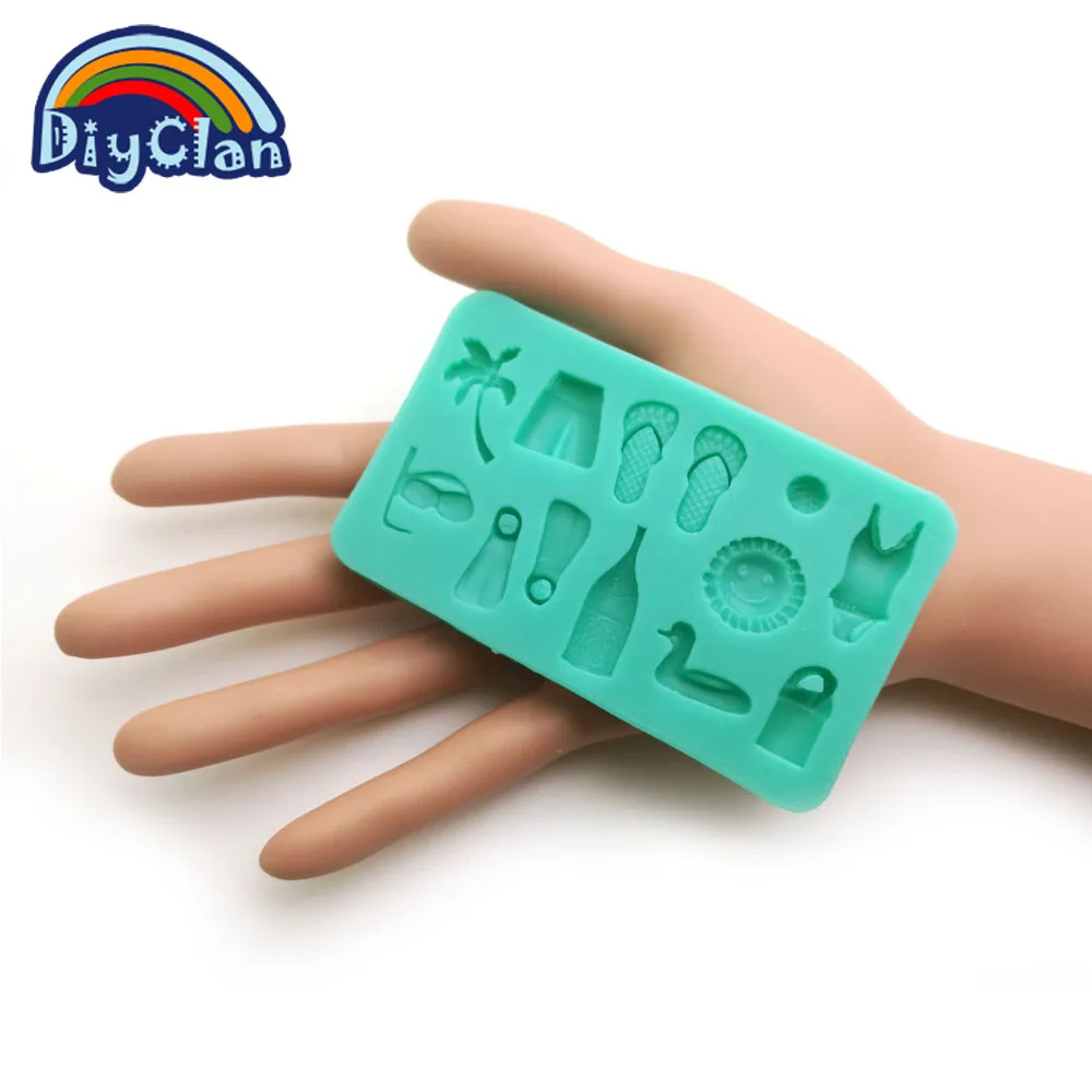 New Beach sandals sunglasses silicone fondant mold cake decorating tools sugar craft tool chocolate mould kitchen F0168ST35 | Дом и сад