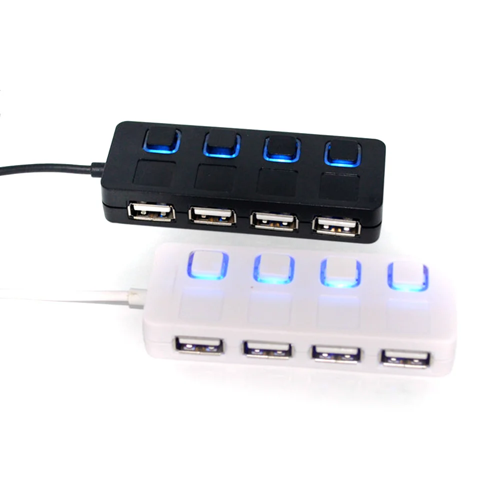 USB 2,0 концентратор разветвитель с раздельным кабелем включения/выключения без адаптера питания светодиодный 4 порта для ноутбука Настольный ПК черный/белый E03