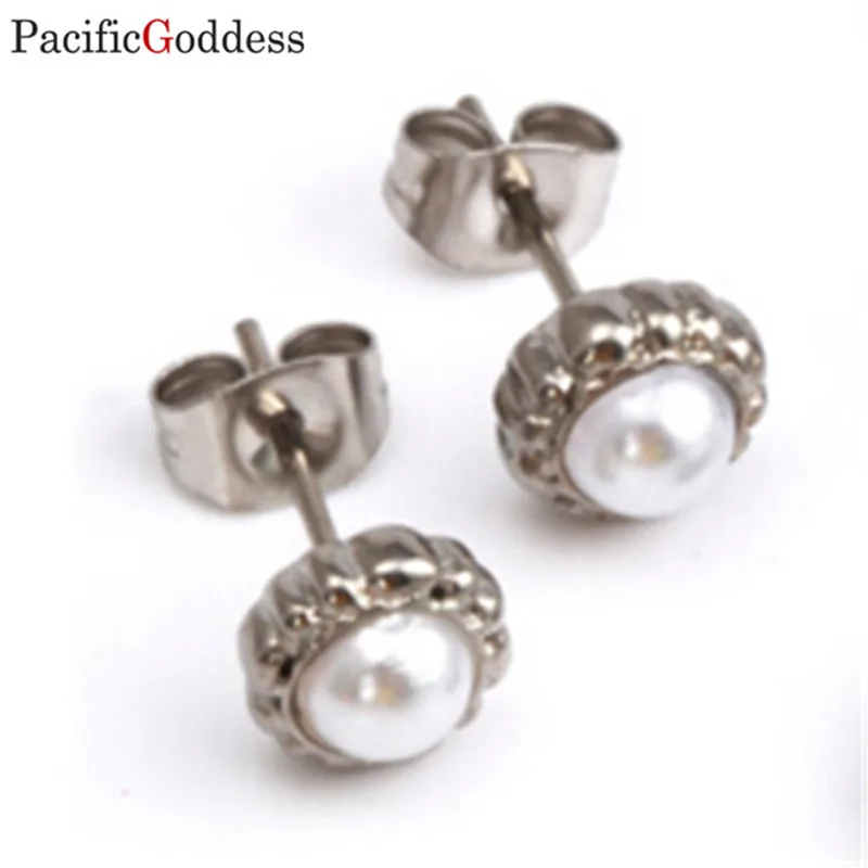 

Romantic Earrings white pearl color earring stainless steel earrings