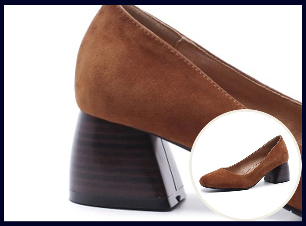 SOPHITINA Shallow Women's Pumps High Quality Kid Suede Med Square Toe Slip-on Shoes Hot Sale Concise Comfortable New Pumps SO108