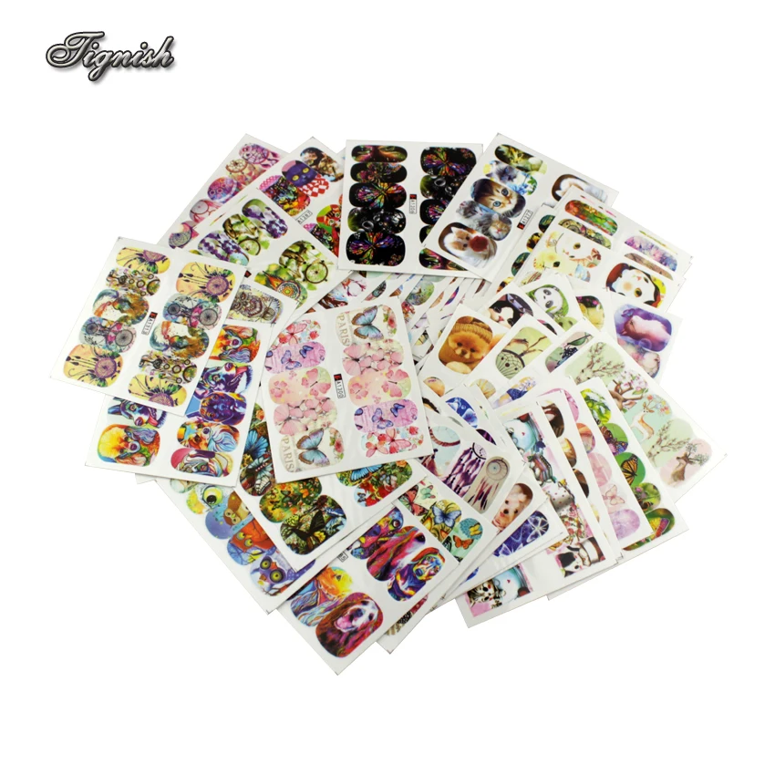 Tignish 50 sheets/партии смешанные животных которые переводятся на ногти с помощью воды