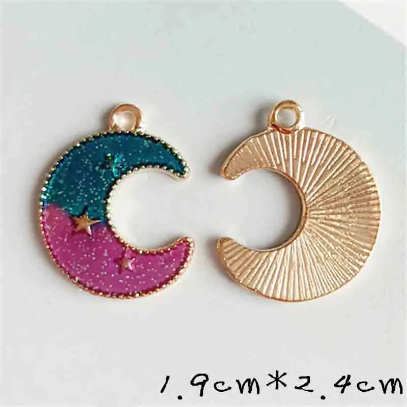 10 шт./лот сплав Золотой Луны кулоны Кнопки украшения серьги аксессуары DIY эмаль