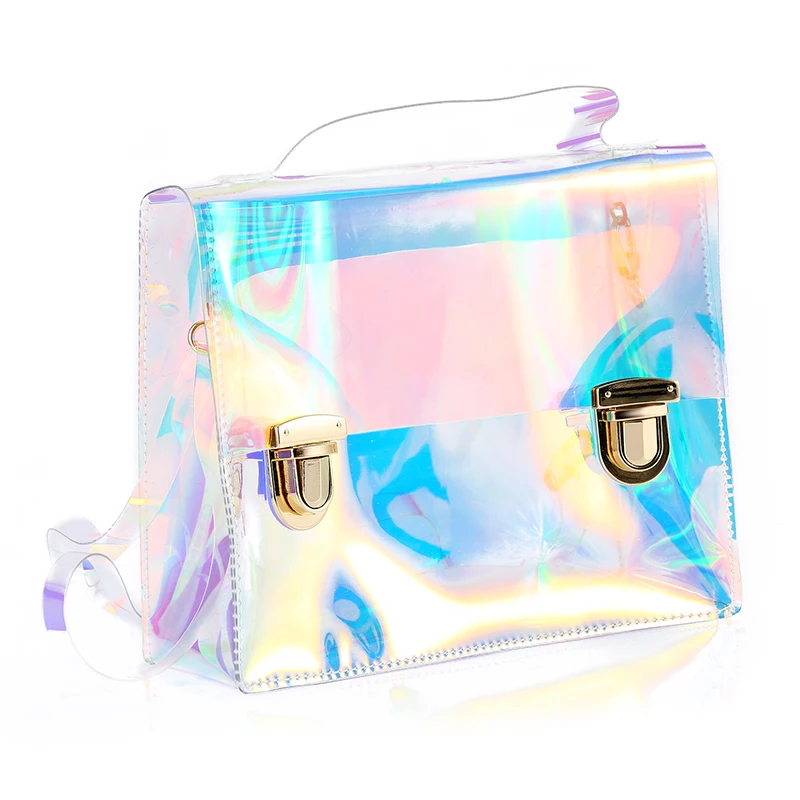 

Summer Women Handbags Small Clutch Tote Bags PVC Hologram Female Beach Bag Famous Brand Purse Women Shoulder Bags
