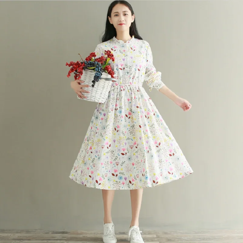 Милое вельветовое платье весна осень нежное женское с цветочным принтом