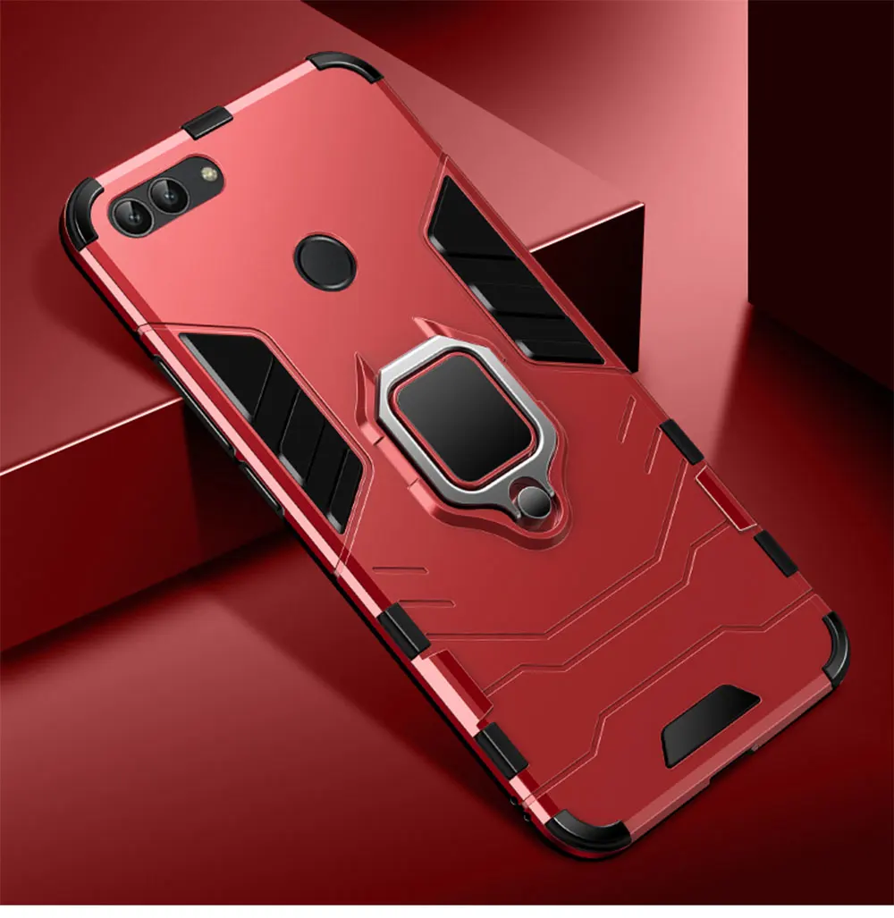 Прочный чехол для huawei P Smart чехол с кольцом-держателем для пальца, военный чехол с полной защитой для P Samrt чехол для телефона