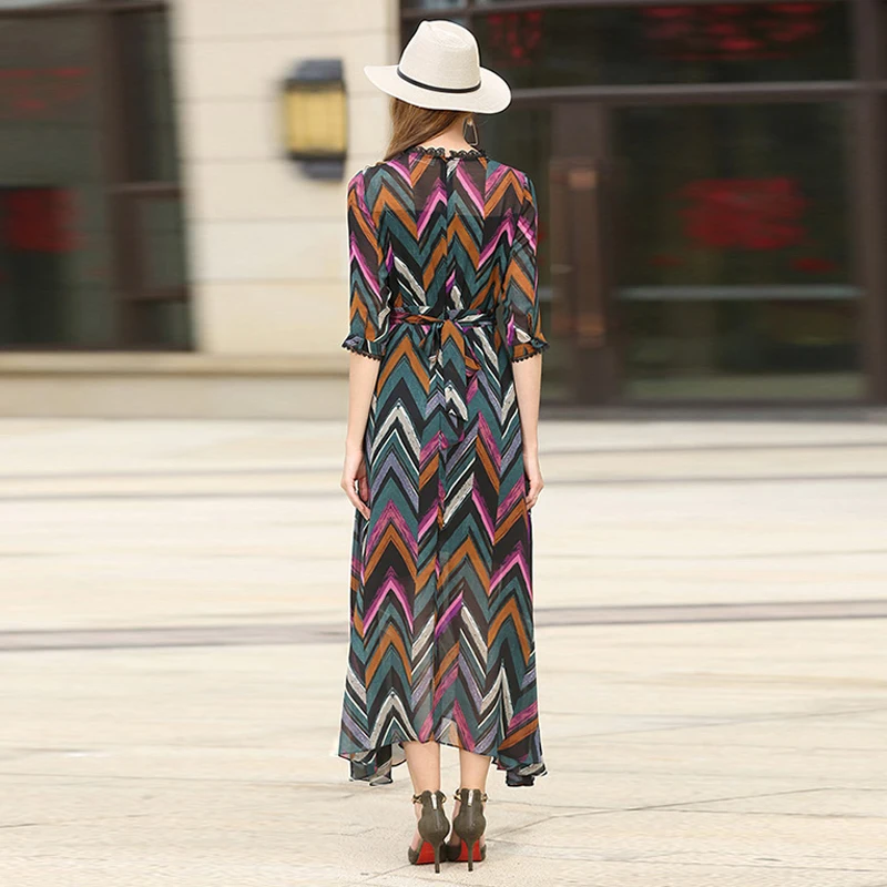 Длинный шифона в платье с принтом|long dress chiffon|dress chiffonchiffon print dresses |