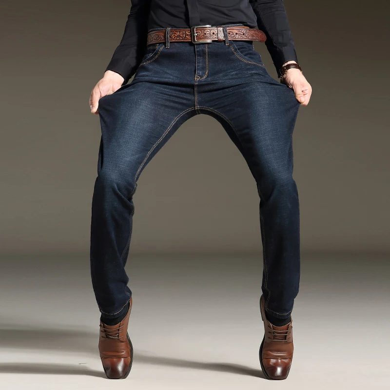 DIMI Straight Leg Medium Washed Denim Men's Stretch Jeans Fashion Simple Casual Business Pant Slim Fit