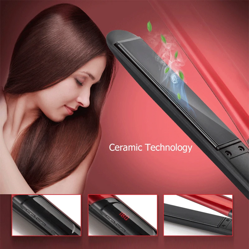 NewView Grade Ceramic Hair Straightening Flat Iron Intelligent LCD Professional Curler Curling Straightener Irons |