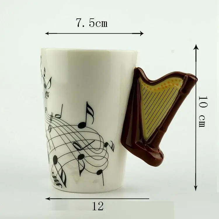 

Новинка 220 мл Арфы Керамика чашка личность нот молоко сок лимона кружка Кофе Чай чашки Рождественский подарок на Новый год