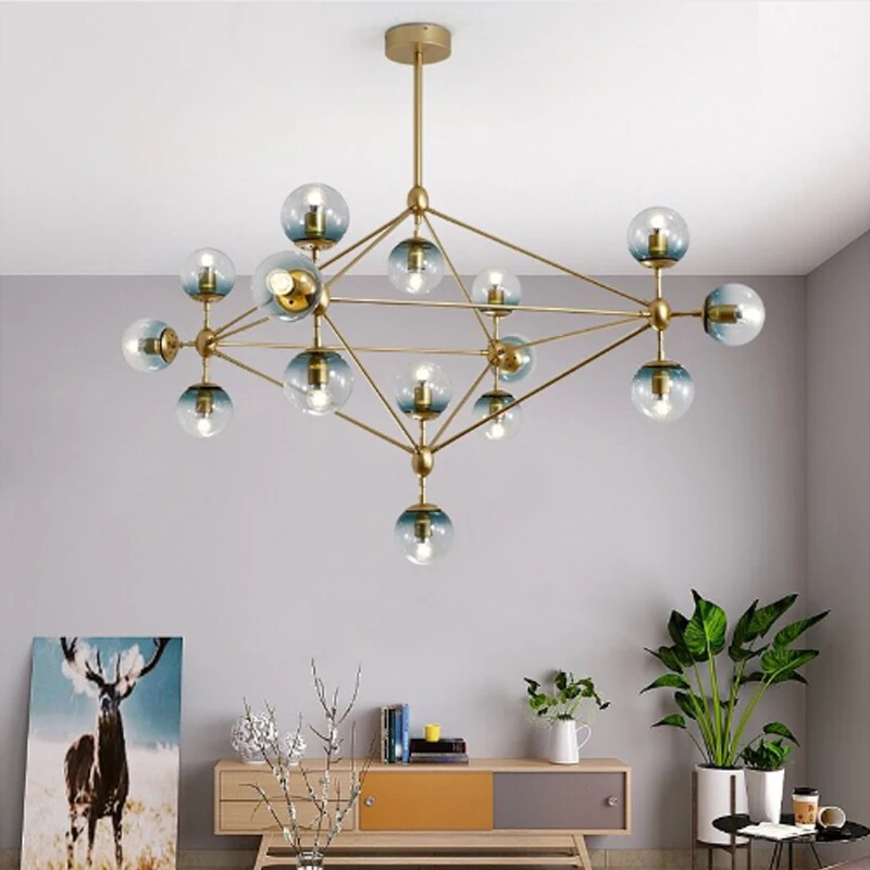 

Loft Minimalist Pendant Chandeliers Beanstalk LED Retro Lamps Art Deco Light E27 Industrial Glass Chandelier For Restaurant