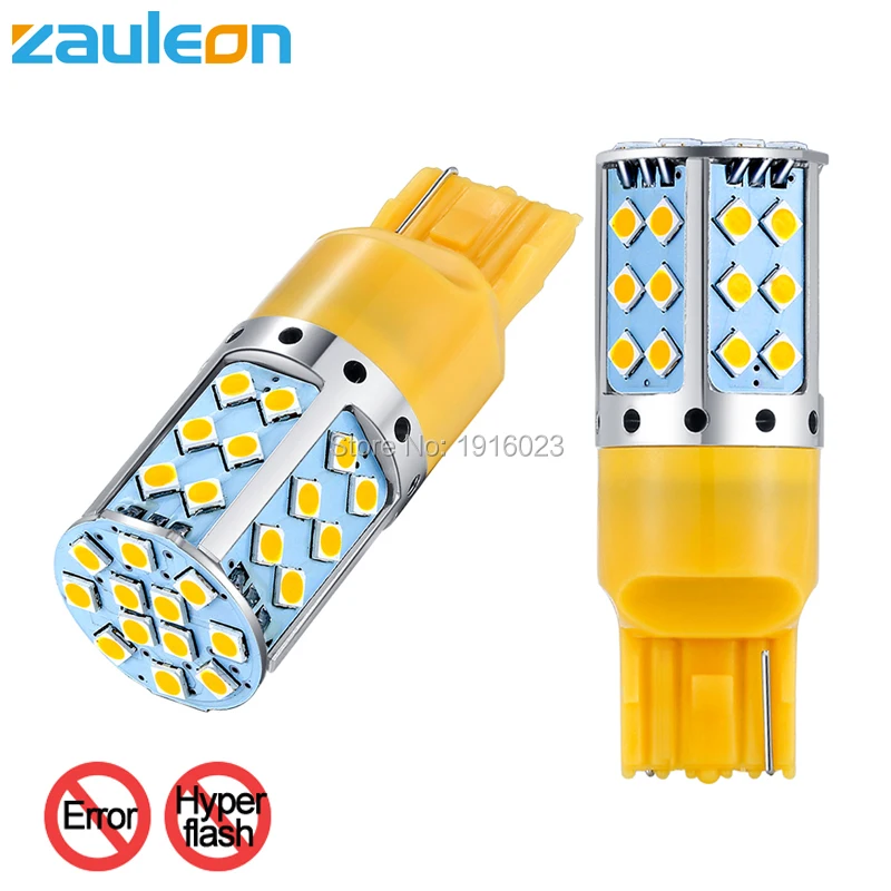 Zauleon 2 шт. Canbus Error Free T20 7440 WY21W W21W янтарно желтый светодиод без гипервспышки для
