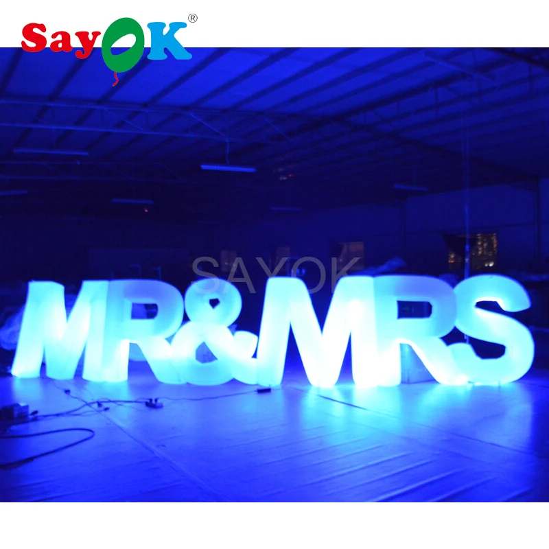 1,2 m H x 6,17 m L надувные буквы MR& MRS с светодиодный подсветкой на День святого Валентина, свадебные юбилейные праздничные украшения
