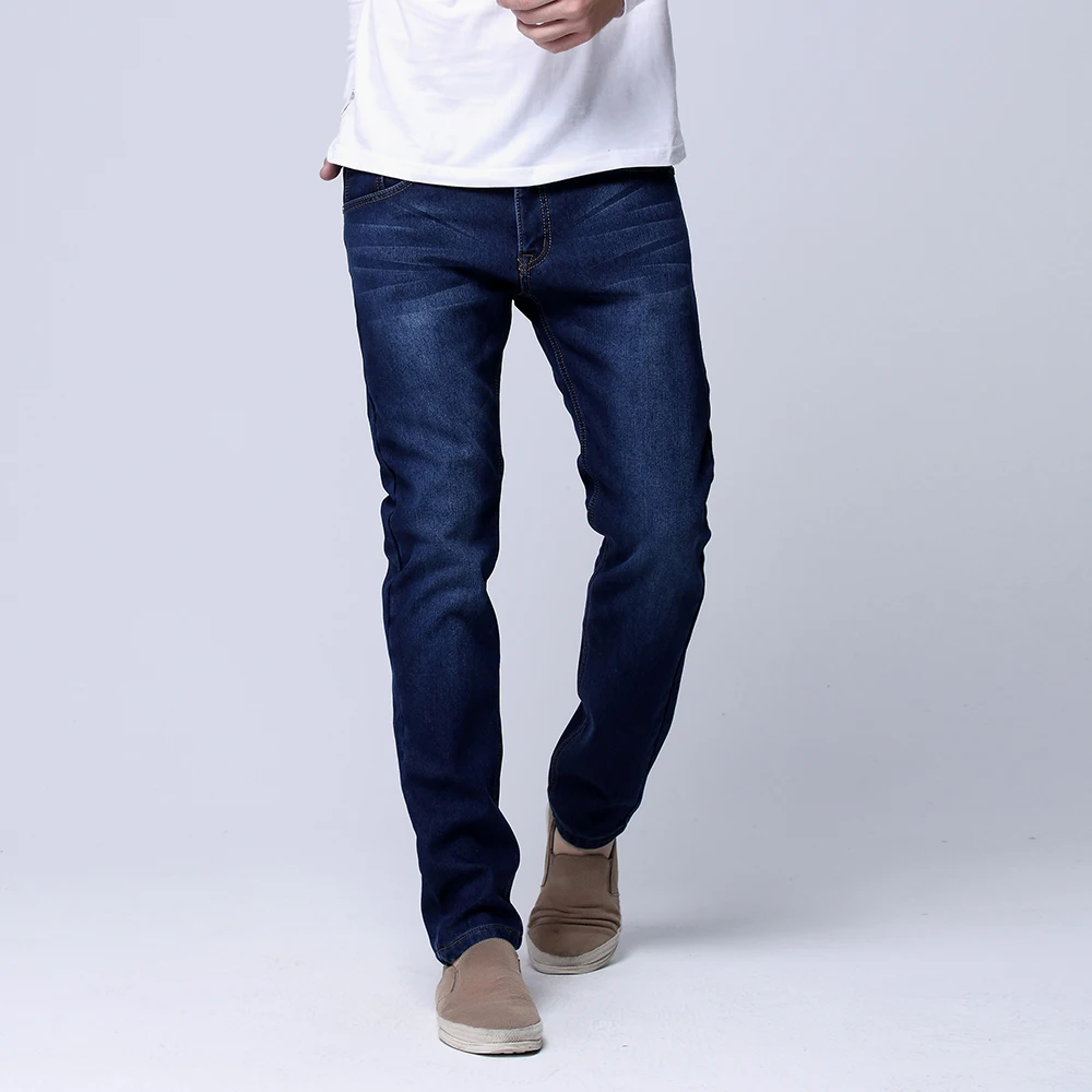 Hot sale Winter Warm Men Slim Straight Jean Casual Thicken Flannel Fleece Jean Elastic Wash Jean Big Size 29-40 S6WJ023