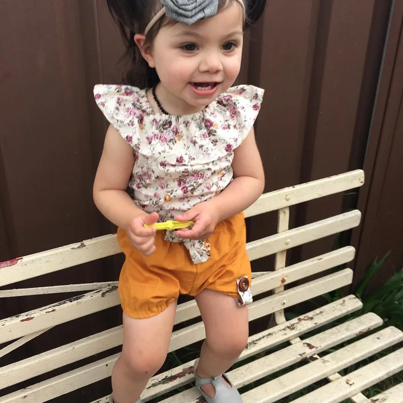 In The Summer Of 2019 New Short Sleeve Shorts Two Infant Girls Broken Flower Style Suit A Generation Hot | Детская одежда и обувь