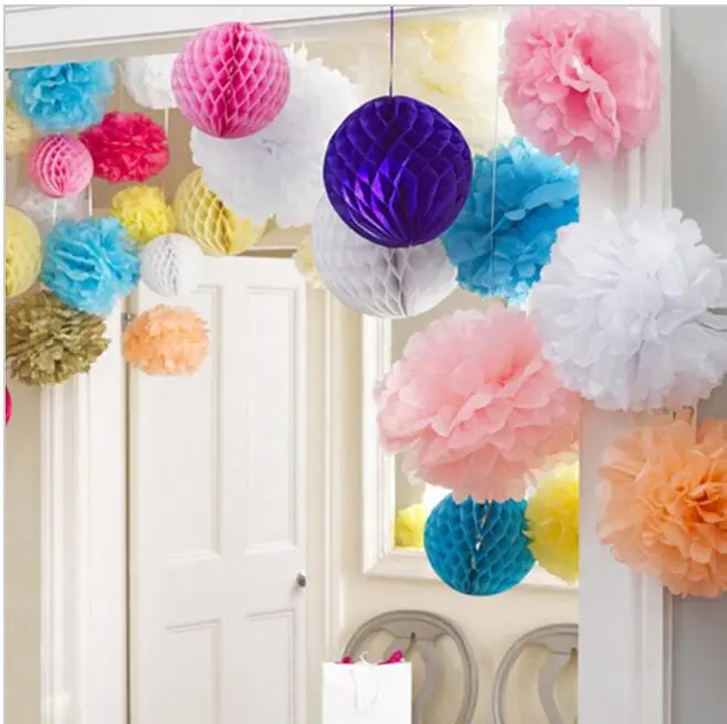 Промо акция 16 дюймов (40 см) 200 шт Большой ткани haning бумажный помпон baby shower бумажные