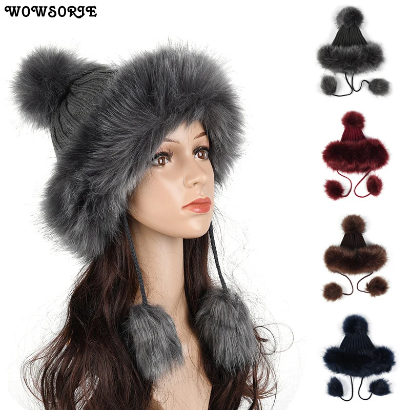 2018 модные осень зима Для женщин Hat Skullies шапочки помпоном Повседневное девочек