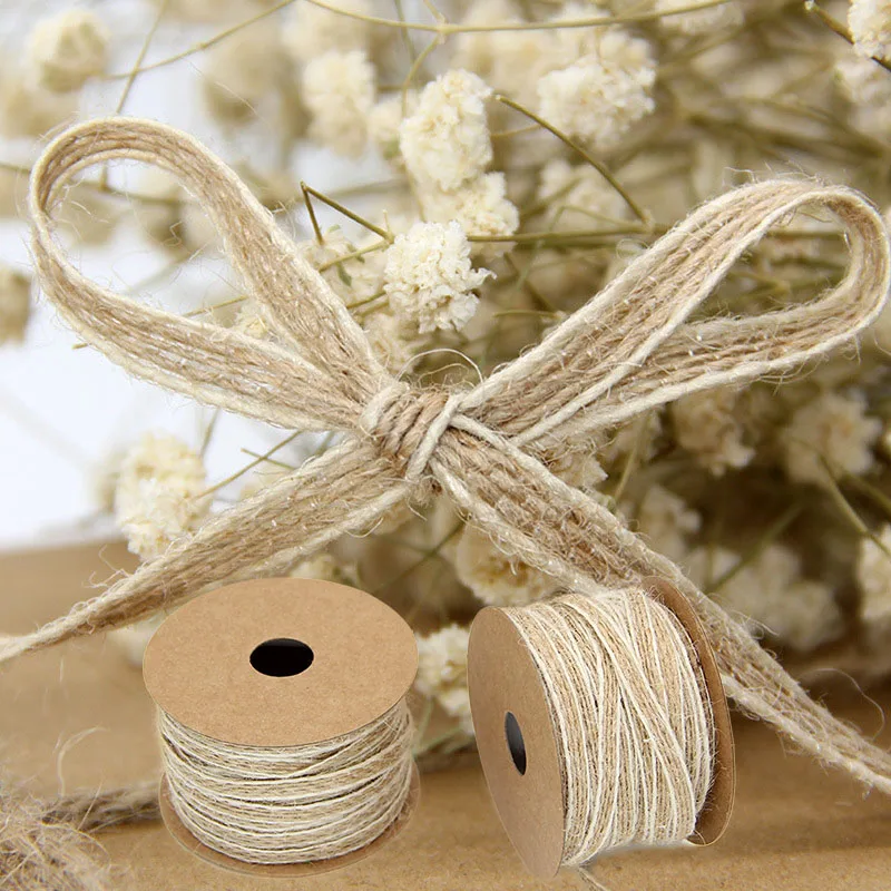 

10 Meters Hessian Hemp Ribbon Jute Burlap Rolls Vintage Rustic Wedding Decoration DIY Crafts Supplies Xmas Gift Packaging Bow
