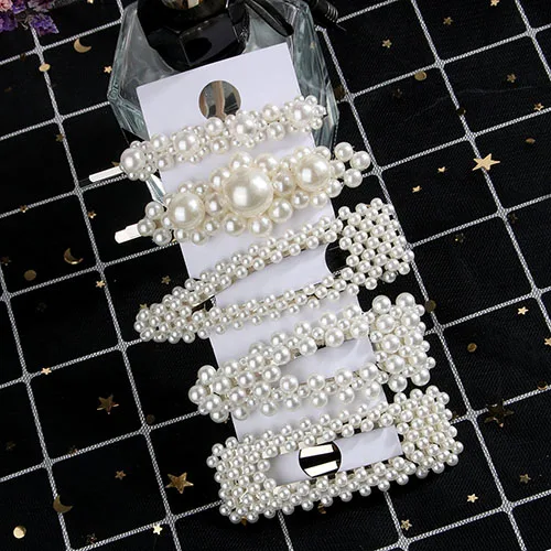 7 silver set Корейский стиль, жемчужные заколки для волос, набор для женщин, девушек, заколка для волос, заколка, головной убор, заколки, аксессуары для волос, украшение для волос - Окраска металла: 7 silver set