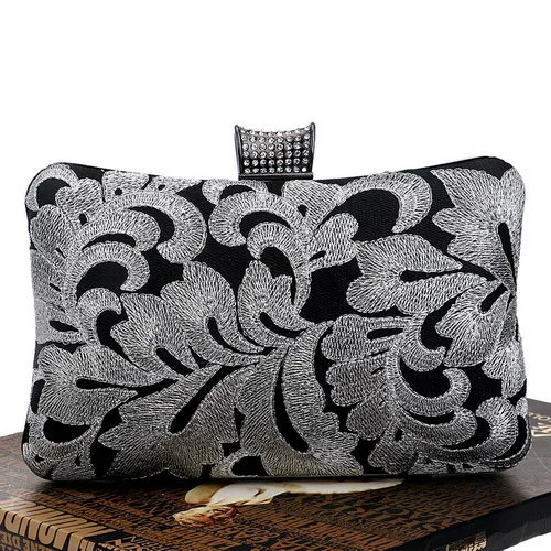 YM1026silver SEKUSA, винтажный стиль, вышивка, женские вечерние сумки, карман для телефона, кошелек для денег, модная цепочка на плечо, клатчи, сумка - Цвет: YM1026silver