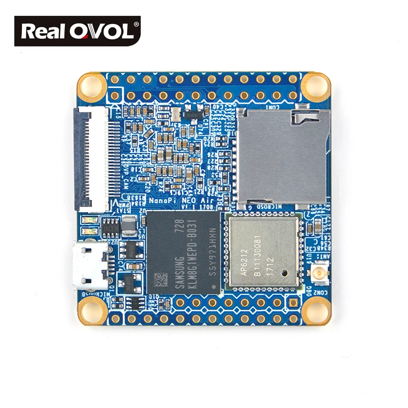 RealQvol FriendlyARM NanoPi NEO Air 512 МБ ОЗУ wifi и Bluetooth, 8 ГБ/32 ГБ eMMC Allwinner H3 четырехъядерный Cortex-A7