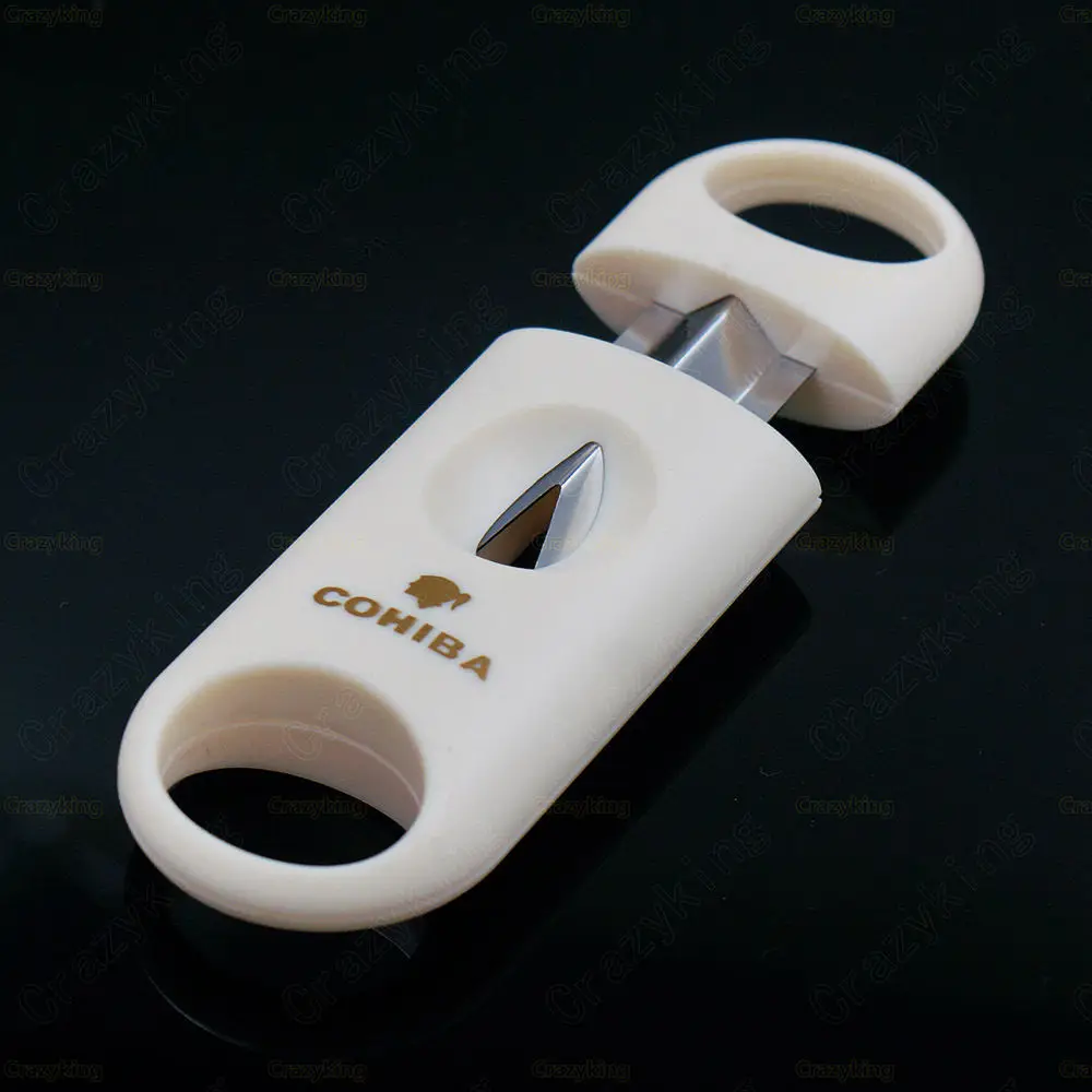 COHIBA металлический V образный нож пластиковый сигарный резак ножницы V-Cut Clipper порт Куба сигары резак аксессуары для сигар