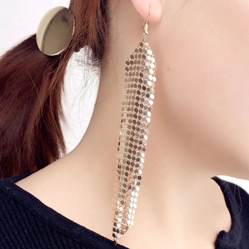 New Fashion Charm Sequin Drop Earrings Sexy Women Tassel Two-tone Sequins Wrap Ethnic Vintage Earring Female Jewelry Bijoux Gift | Украшения