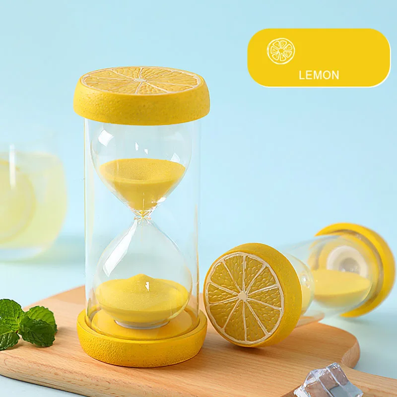 Yellow 15/30/60 минут песочных часов стандартной длины с красочными фруктами песочные часы ко Дню Святого Валентина Свадебный подарок, новинка дома украшение стола - Цвет: Yellow