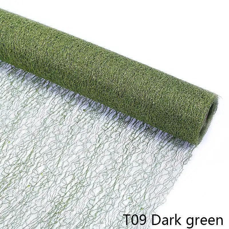 T09 Dark green 50 см* 5 ярдов Катушка ремесло Золотая проволока ткань тюль в рулонах для свадьбы Вечерние Декоративный букет обертывание органза чистая марля элемент подарок декор 8 - Цвет: T09 Dark green