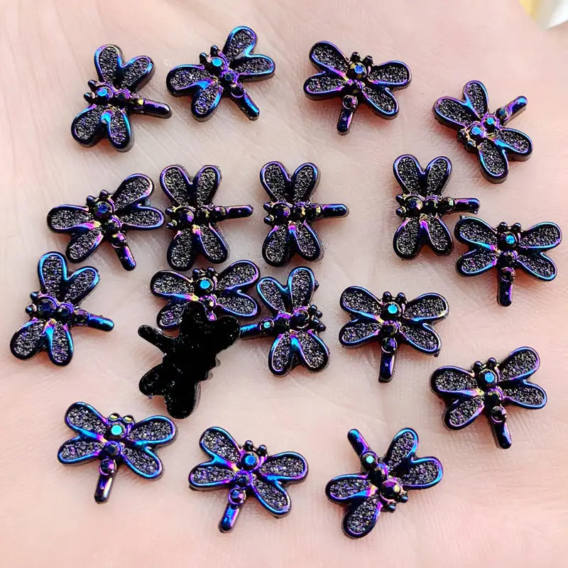 B694 40pcs 9*12mm Cute mini Dragonfly shape for Women Summer Style Jewelry Resin&acryl Rhinestones Material DIY Strass craft - Цвет: B694