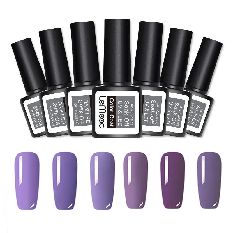 Set 10 LEMOOC 6 шт./компл. 8 мл однородного цвета для ногтей гель блеск польский UV Soak Off стойкий гель для ногтей UV гель Лаки лаковое гелевое покрытие для ногтей - Цвет: Set 10