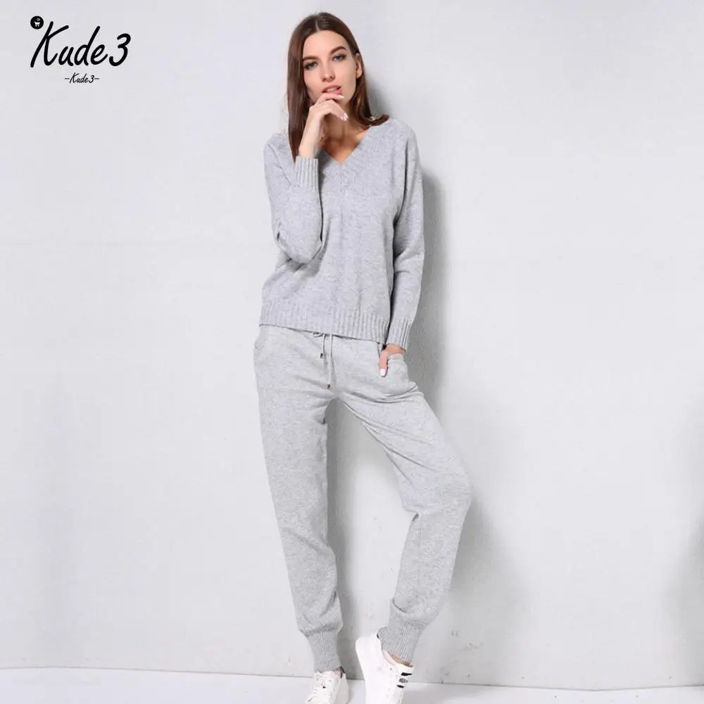 Женский свитер повседневный Трикотажный костюм из 2 предметов: и брюки