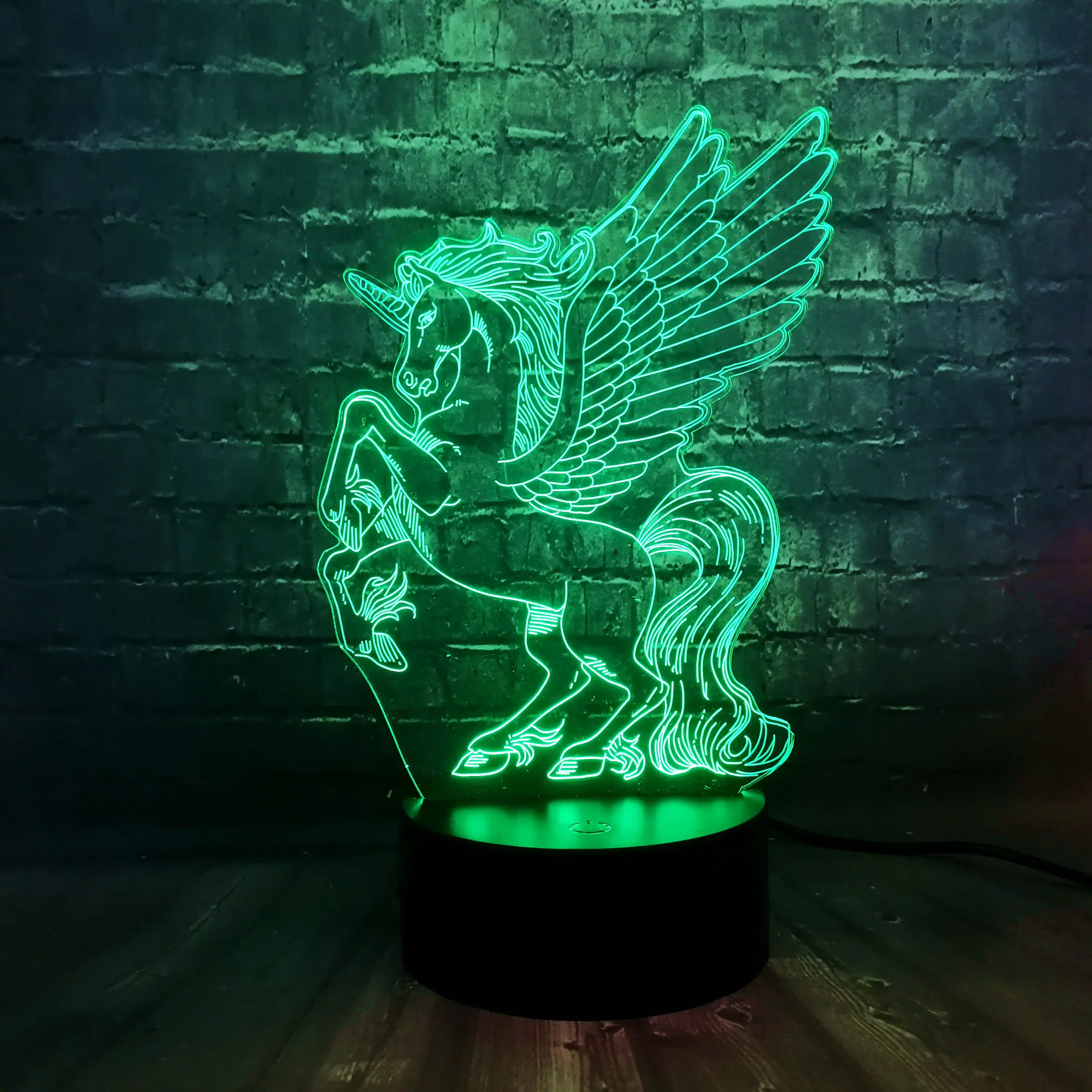 Новая иллюзия акриловая панель 3D светодиодный RGB Лошадь Единорог 7 цветов USB зарядка для детской комнаты декор ночной Светильник для настроения подарок на день детей