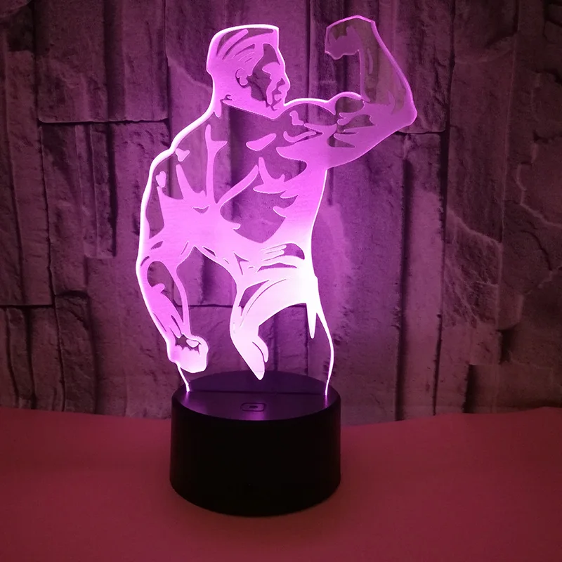 Модная модель мужской мышцы светодиодный RGB 3D ночной Светильник с дистанционным