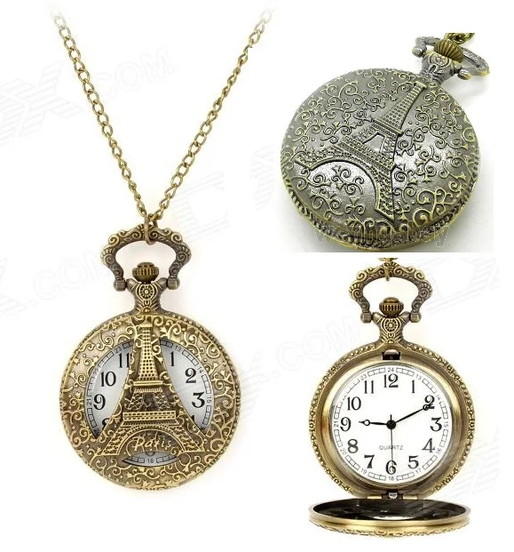 Небольшие карманные часы с бронзовым отверстием и Эйфелевой башней женские