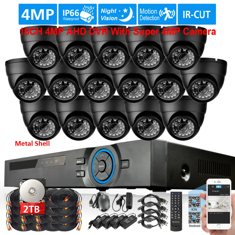 Супер 16ch AHD 4mp DVR 16x4 Мп IP66 в/наружного видеонаблюдения Системы комплект 16 каналов