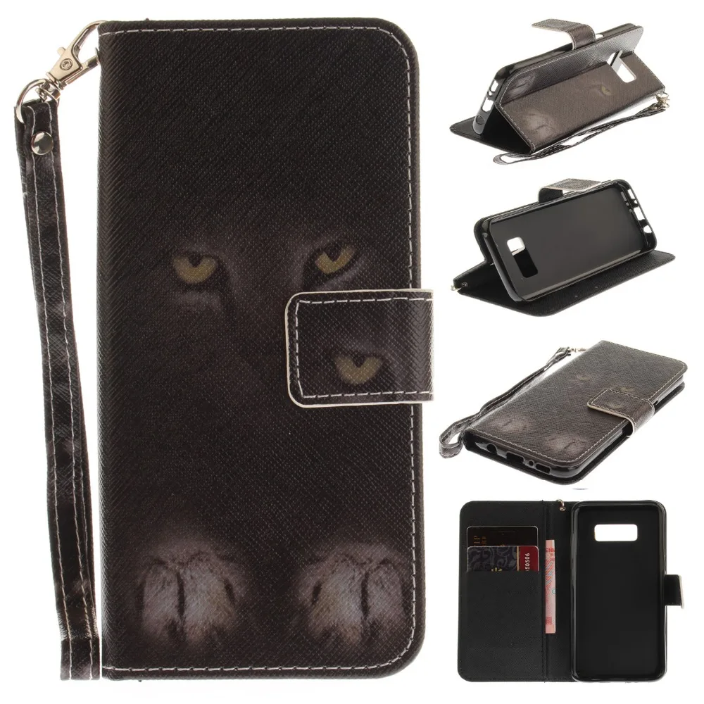 For Samsung Galaxy S8 S8Plus + Case Wallet Luxury Stand Cases PU Leather Flip Cover Cat Dog Tiger Wolf Lion Monkey Eagle | Мобильные