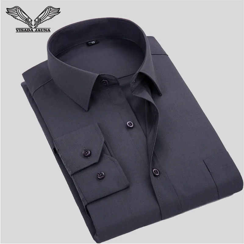 VISADA JAUNA однотонная мужская рубашка Повседневная деловая брендовая одежда