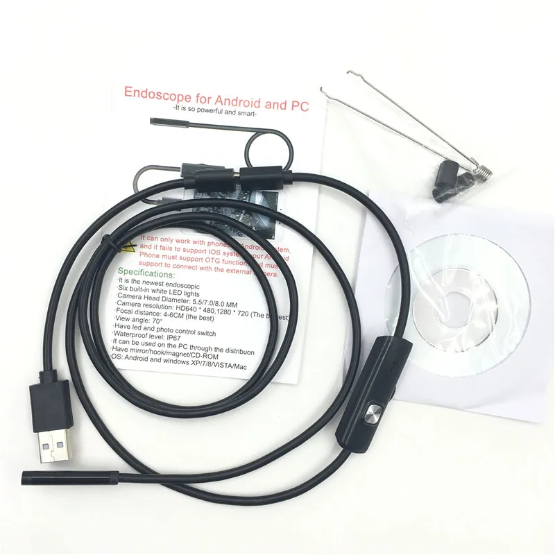 Камера Эндоскоп 2 в 1 USB 7 мм м 6 светодиодов|mini camera|micro cameracamera micro |