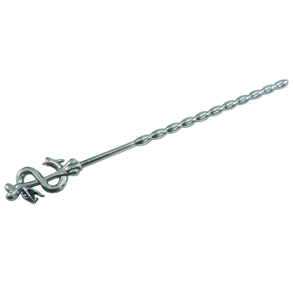 new special design Dia 6mm length 197mm stainless steel urethral catheter penis plug dilators with snake head sex toys for men |