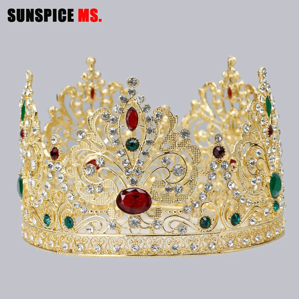 Sunspicems Марокканская свадебная тиара золотого цвета Корона полного размера для