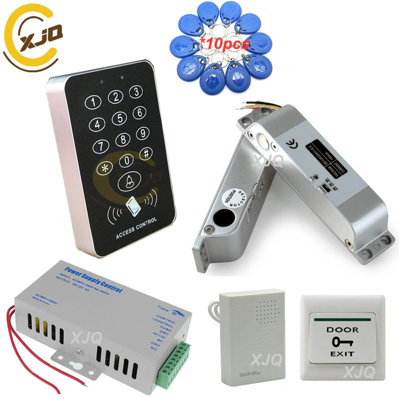 XJQ RFID Клавиатура система контроля допуска к двери комплект Электрический магнитный электронный дверной замок+ блок питания+ 10 шт брелоков полный комплект