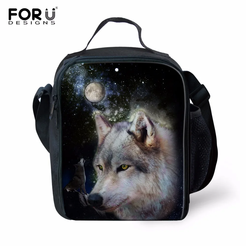 

FORUDESIGNS Wolf portable Lunch Bag Thermal Insulated Box Tote Meal Bag Tiger Pouch Lunch Storage Case Family Picnic Food Bag