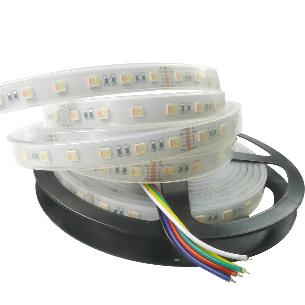 5 м 60 Светодиодный/М 5050 SMD в 1 RGB + белый теплое белое светодиодное освещение
