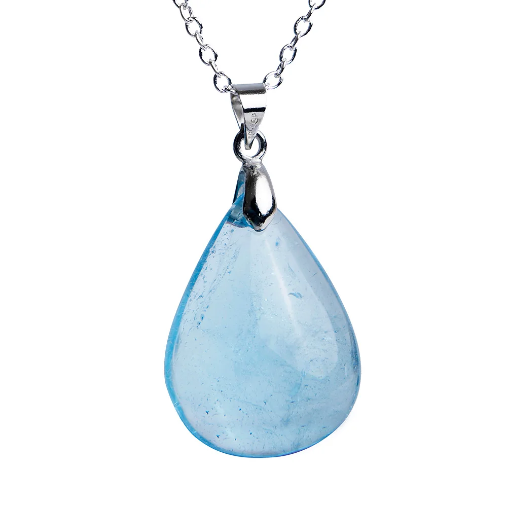 Натуральный голубой топаз кулон кристалл драгоценных камней 25x18x7 мм Fine Jewelry