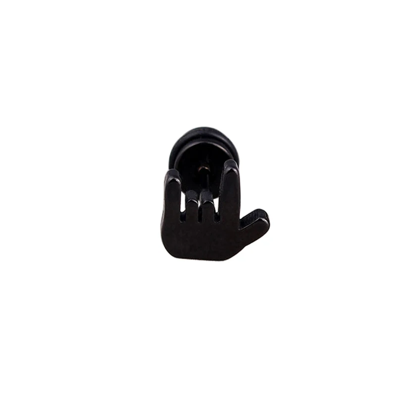 Black Alisouy, 1 пара, мужские, женские, в стиле панк, крутые, из нержавеющей стали, I Love You, на палец, серьги-гвоздики, пирсинг, серьги для влюбленных - Окраска металла: Black
