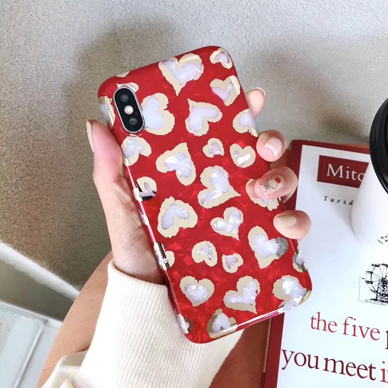 Модный чехол для телефона с леопардовым принтом Love Heart iPhoneX Xs Xr Xsmax мягкий