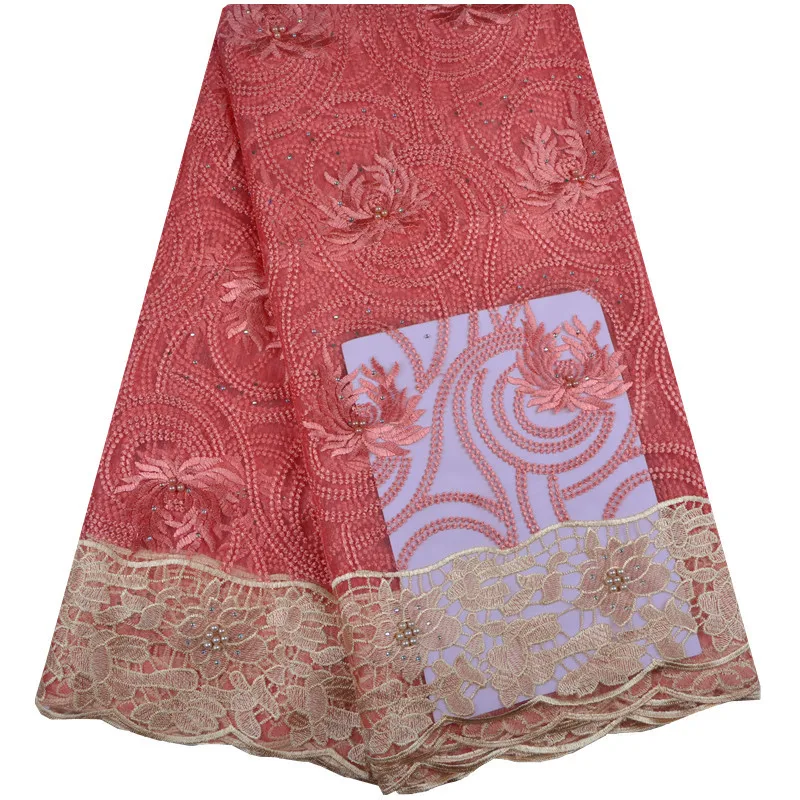 Винно-Золотая нигерийская Тюлевая кружевная ткань африканская для свадебной