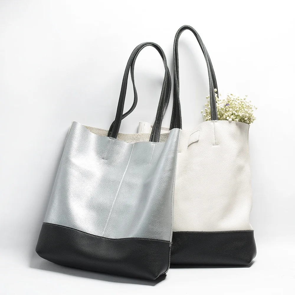 Женская сумка -тоут из натуральной кожи женская кожаная для девушек -ведро разных