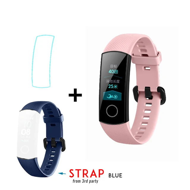 Умный Браслет huawei Honor Band 4 Amoled, цветной сенсорный экран 0,95 дюйма, для плавания, для обнаружения пульса и сна - Цвет: pink add blue