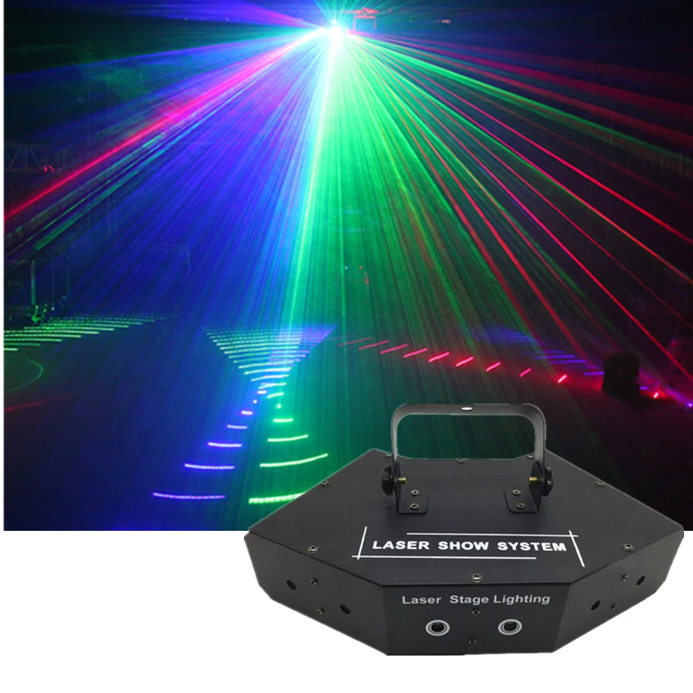 6 Lens RGB Laser Image Lines Beam Scanner DMX512 DJ Dance Bar Christmas Home Party Disco Stage Effect Lighting Laser Show System